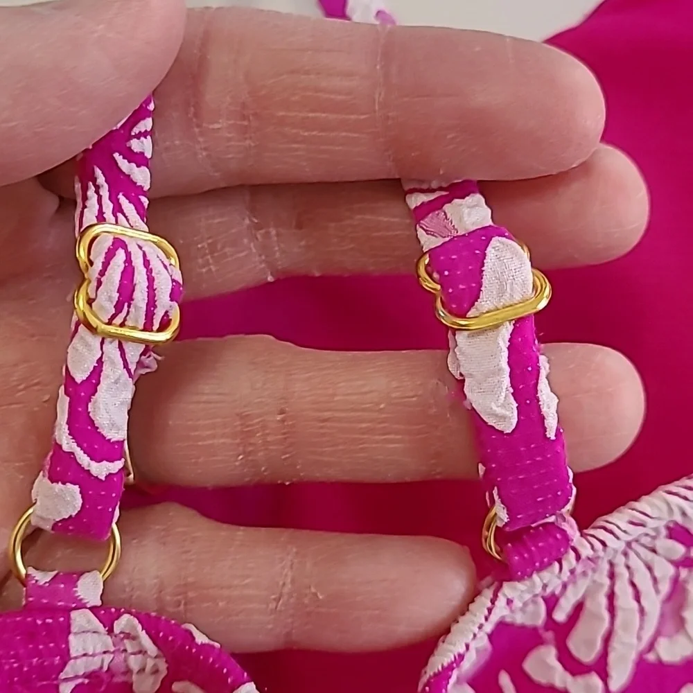 Cabana Del Sol Pink & White Bikini Set size Large